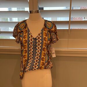 NWT LIVERPOOL boho print top XS